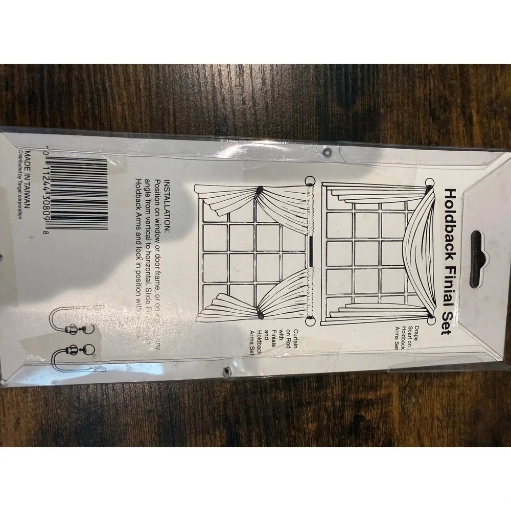 Target Black Metal Scroll Curtain Holdback Finial Set Window Hardware 2pc NEW